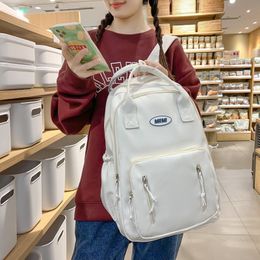 School Bags Spring 2023 High Capacity Solid Letter Casual Backpack Portable 230926