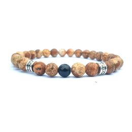 10pc set gemstone beads bracelet 6mm picture jasper bracelet for men women handmade jewelry276p