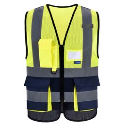 Other AYKRM High Visibility Reflective Vest Safety Zip Pocket Hi Viz Security Waistcoats Multi Customised Construction 230925