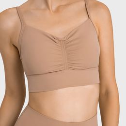 LU-1125 Gas naked yoga fitness bra Sexy flexible pleated moisture wicking sweat sports underwear