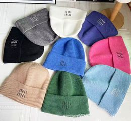 Hat Women's Designer Knitted Hats Beanie Cap Men's Wool Hat Elastic Big Autumn/Winter Knitted Plain Plain Solid Letter Casual yarn