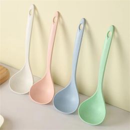 Spoons Household Long-handled Soup Spoon Wheat Straw Material Eco-friendly Porridge Thickened Durable Tableware Kitchen Utensils