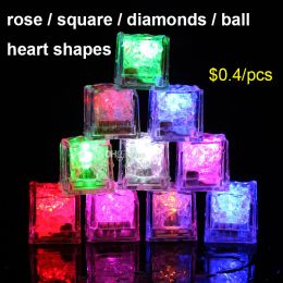 LED Ice Cubes Glowing Night Lights Color change Changeable Novelty Lighting Party Ball Flash Light Luminous Neon Wedding Festival 21 LL