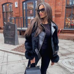 Women's Fur Women Faux Coat With Winter Fashion 2023 Motocycle Style Luxury Leather Jackets Woman Trendy Overcoats