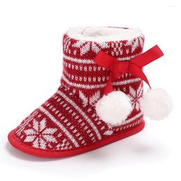 First Walkers 1 Pair Of Baby Snow Boots Cotton Flannel Snowshoes Warm Winter Shoes Toddler For Kids (Red 12cm)