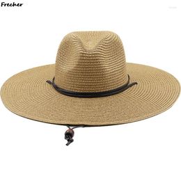Berets Male Raffia Chapeau Men Western Jazz Hats Farm Grassland Cowboy Hat Fashion Straw Panama Beach Party Wedding Summer Trendy Caps