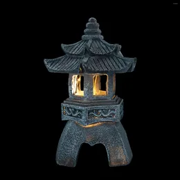 Garden Decorations Mini Dollhouse Accessories Solar Decorative Lights Outdoor Court Lantern Lamp Resin Decors Pagoda
