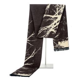 Scarves Brand Men's Abstract Tree Cashmere Scarf Winter Warm Knitted Modal Business Men 18031cm 230925