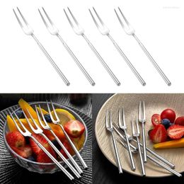 Forks 5Pcs Mini Stainless Steel Fruit For El Party Snack Birthday Cake Dessert Salad Fork Durable Kitchen Tableware Tool