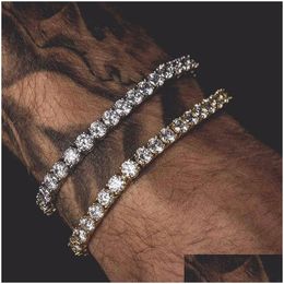 Tennis 6Mm 5Mm 4Mm M Bracelet Cz Triple Lock Hip Hop Jewellery 1 Row Luxury Men Bracelets Drop Delivery Dhatw