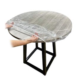 Table Cloth PVC Fitted Round Elastic Tablecloth Transparent Edged Table Covers Plastic Waterproof OilProof Dinning Table Protector Cover 230925