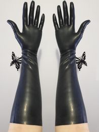 Five Fingers Gloves Slim 2D long finger Latex short Mittens Seamless five fingers Fetish Chlorination 3D version 230925