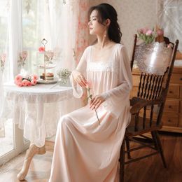 Women's Sleepwear Princess Vintage Square Collar Nightgown Sweet Gauze Full Sleeves Nightdress Women Large Size Ankle-Length Long Style Home