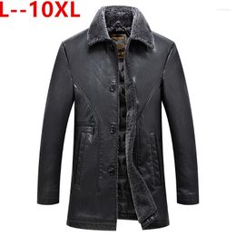 Men's Fur 8XL 6XL Plus 10XL Sale Brand Winter Thick Garment Casual Flocking Clothing Leather Jacket Men