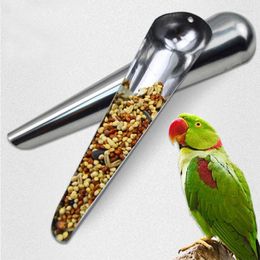Other Bird Supplies Stainless Steel Pet Cage Feeder Parrot Spoon Food Water Deliver Scoop Leaker 2pc/lot