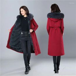 Women's Trench Coats 2023 Winter Parkas Women Faux Fur Inner Liner Detachable One Piece Thick Imitation Coat Female Warm Overcoat