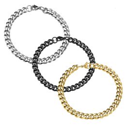 Beaded Bangle Fashion Men Cuban Bracelet Stainless Steel Women On Hand For Couple Unisex Wrist Chain Jewelry 230925