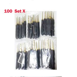 100 Set/Lot GOSO Grey 9 pcs Hook Lock Pick Set with Tension Wrench for Dimple Locks Express Shipping