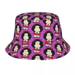 Berets Happy Mafalda Bucket Hats For Teen Vocation Field Hat Streetwear Packable Outdoor Fishing Caps Bob