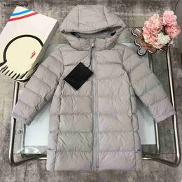 Solid Colour baby Down Jackets Mid length version Warm hooded jacket for child Size 110-160 CM kids Winter clothing Sep25