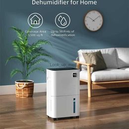 Dehumidifiers 50 Pint Dehumidifier for Home Basements - 3 500 Sq Ft Quiet Dehumidifier with Drain Hose 0.66 Gallons Water Tank Wheels and HaYQ230926