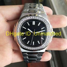 Luxury watches Glowing Dial Diamonds Bezel Stainless Steel Nautilus Casual mens watch high quality Automatic mechanical wristwatch199c