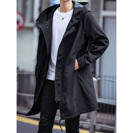 Men's Trench Coats Spring Autumn Long Coat Men Fashion Hooded Windbreaker Black Overcoat Casual Jackets Big Size 6XL 7XL 8XL 230925