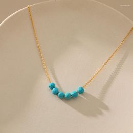 Choker CCGOOD Turquoise Stone Beads Necklaces Gold Plated 18 K Chain Necklace For Women High Quality Metal Minimalist Jewelry