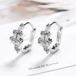 Hoop Earrings KOFSAC 925 Sterling Silver Jewelry For Women Luxury Crystal Zircon Geometry Earring Lady Anniversary Gifts