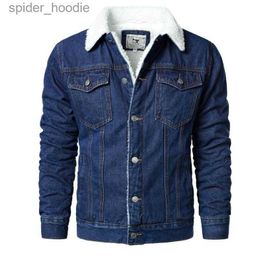 Men's Down Parkas Men Light Blue Denim Jackets Slim Casual Denim Coats New Male High Quality Cotton Thicker Winter Jean Jackets Warm Coats S-6XL L230926