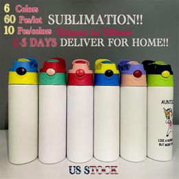 Us warehouse 12oz Sublimation tumblers STRAIGHT Sippy cups Stainnless Steel Baby Bottles Double Wall Vacuum Feeding Nursing Bottle276B
