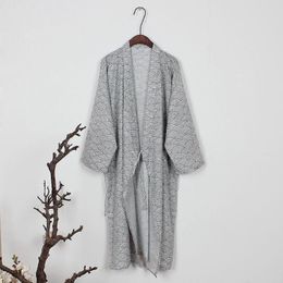 Men's Sleepwear Fashion Kimono Bathrobe Cotton Soft Japanese Loose Fit Robe Gown Nightwear Pajamas Robes Male Clothing For Men