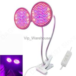 Grow Lights Dual Head 200 LED Full Spectrum Plant Grow Light E27 bulbs growing lamp Desk Clip indoor Room Garden flowers greenhouse V27 YQ230926