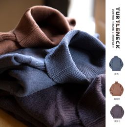 Men's Sweaters Maden Thermal Sweater Men's Turtleneck Basic Knitted Shirts Autumn Winter Solid Thick Pullovers Turn-down Collar Soft Underwear 230923