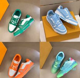 casual shoes cowhide arrival shoes denim leather flat bottom designer printed embroidery running coach fitness sneakers model