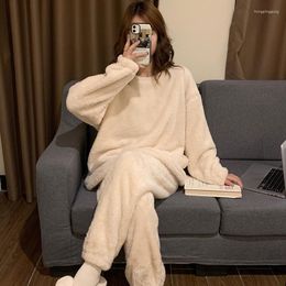 Women's Sleepwear 2023 Pyjamas Winter Padded Velvet Thermal Pijamas Set For Women Student Plush Home Clothes Pyjamas 2 Pieces