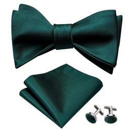 Bow Ties Self For Men Silk Butterfly Tie Green Designer Hanky Cufflinks Suit Collar Removable Barry WangLH-1012211P