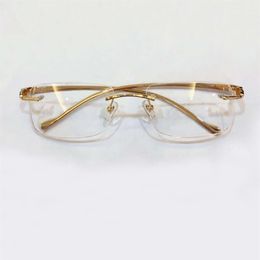 0061 Gold Rimless Eyeglasses Frame Clear Lens Optical Glasses Frames Fashion Sunglasses Frames for Men with Box231o