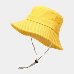 Berets LDSLYJR 2023 Cotton Solid Color Bucket Hat Fisherman Outdoor Travel Sun Cap For Men And Women 188