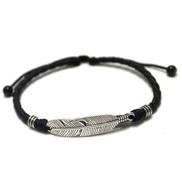 Anklets Simple Adjustable Handmade Leaf Woven Rope Lucky Foot Bracelet For Women Men Jewelry282r