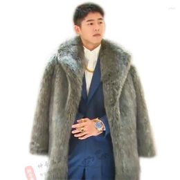 Men's Fur Autumn Grey Leather Jacket Mens Warm Faux Mink Coat Men Loose Jackets Winter Thicken Jaqueta De Couro Fashion