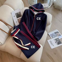 Ce letters Women's Two Piece Pants Casual Suits Designers Hooded Jackets Capsule Collection Fashion Reversible Fashion Long Sleeve Jacket pant