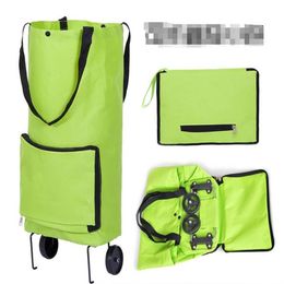 Storage Bags Foldable Shopping Trolley Cart Reusable Eco Large Waterproof Bag Luggage Wheels Basket Non-woven Market Pouch#g35243k