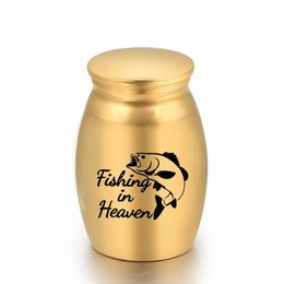 Cremation Urns Ashes Holder Keepsake Pet Memorial Mini Urn Jar Funeral Urn Pendant - Fishing in Heaven 25x16mm318a