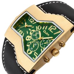 Estilo de rua relógio dourado oulm marca luxo chegada grande dial relógio masculino quartzo luminoso homem relógios de pulso277i