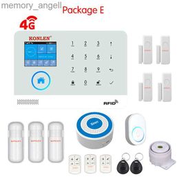 Alarm systems KONLEN 4G GSM Tuya WIFI Home Security Alarm System Wireless Smart Life Residential House Protection With IP Camera Door Safety YQ230926