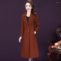 Women's Wool Fashion Autumn Winter Women Woolen Coat Femme Top Slim Single-Breasted Long Overcoat High Quality Jacket Female G1755