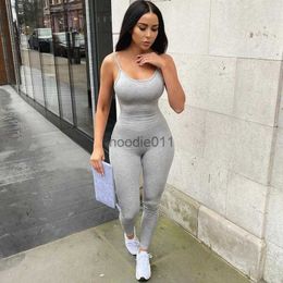Women's Jumpsuits Rompers Spring 2022 Black Women Bodycon Jumpsuits Summer Spaghetti Strap Bodysuit Sports Legging Sexy Party Playsuits Overall Female L230926