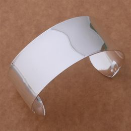 with tracking number NEW 925 STERLING SILVER BIG SMOOTH WIDE CUFF BANGLE BRACELETS CHRISTMAS GIFTJEWELRY 1301294S