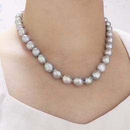Choker Natural Fresh Water Pearl Necklace Grey For Women Fashion Jewellery Elegant Classic Magnet Clasp Simple Style FemaleGift